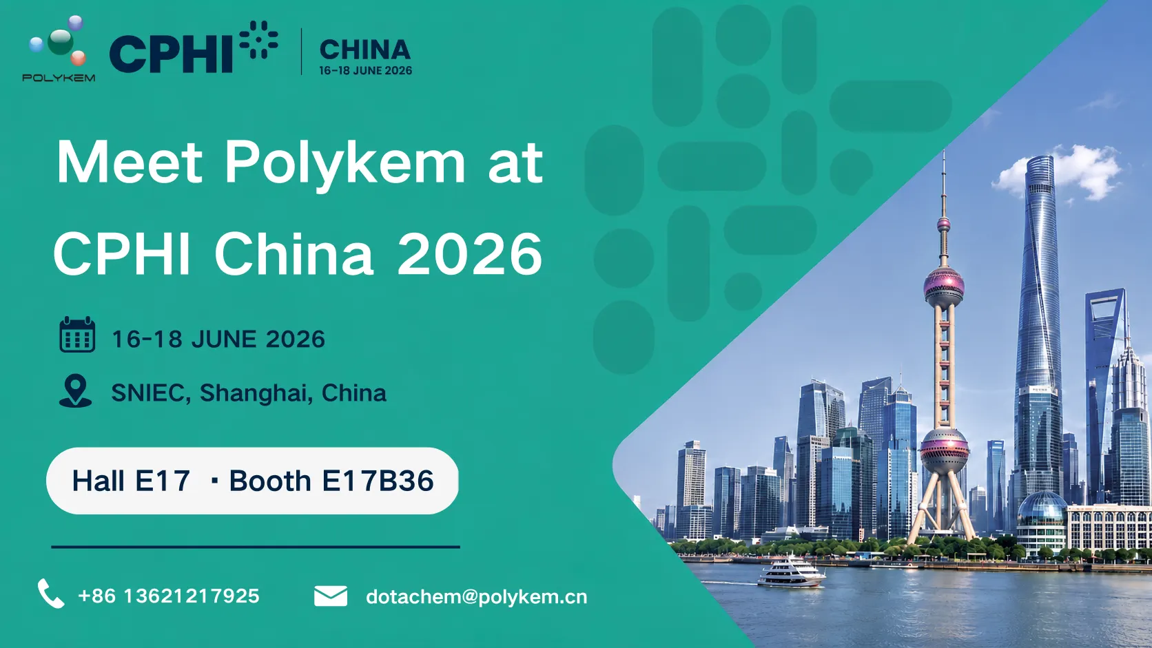 A Polykem kiállításra kerül a CPHI & PMEC China 2026-ban